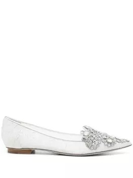 Ren Caovilla балетки Veneziana с кристаллами, белый