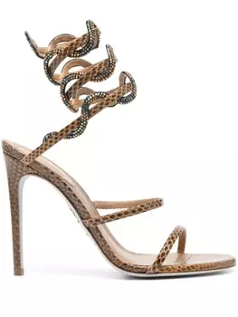 Ren Caovilla босоножки Cleo 115 с кристаллами, коричневый