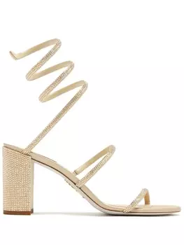 Ren Caovilla босоножки Cleo 80 с кристаллами, нейтральный цвет