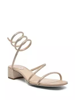 Ren Caovilla босоножки с кристаллами, нейтральный цвет