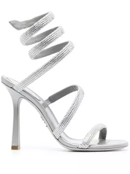 Ren Caovilla босоножки с кристаллами, серебристый