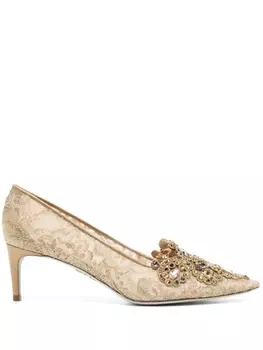 Ren Caovilla кружевные туфли Veneziana 60, золотистый