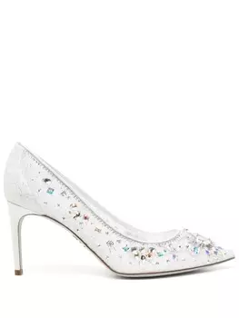 Ren Caovilla туфли с кристаллами, серебристый