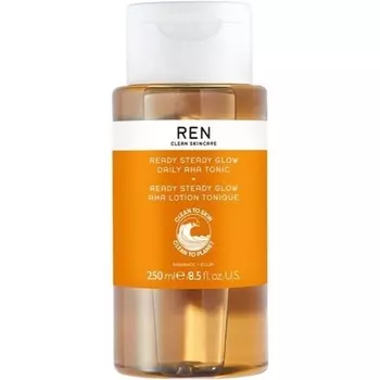 REN Clean Skincare Glow Tonic Ежедневное осветление лица Отшелушивающее увлажнение Выравнивание тона кожи с шлифовкой AHAs BHA Веганский тоник для уменьшения пор 250 мл