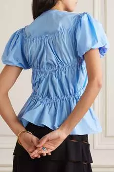 RENAISSANCE RENAISSANCE блузка Crimes со сборками из хлопка и поплина, синий