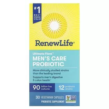 Renew Life Ultimate Flora Men's Care Probiotic 90 Billion Live Cultures 30 Vegetarian Capsules