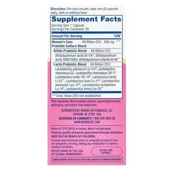Renew Life Women's Wellness Женский уход Пробиотик, 30 капсул