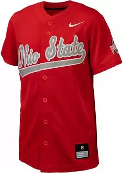 Реплика бейсбольной майки Nike Youth Ohio State Buckeyes Scarlet с полной пуговицей