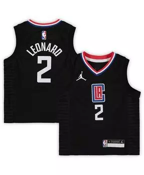 Реплика Джерси Fast Break 21 Fast Break для мальчиков и девочек дошкольного возраста Kawhi Leonard Black LA Clippers 2020 — Statement Edition Jordan, черный