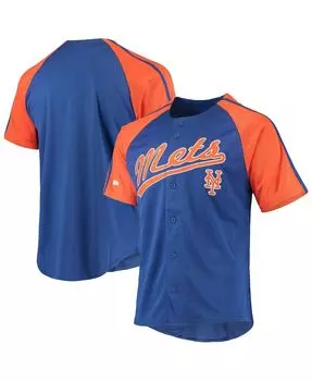 Реплика мужского трикотажа royal new york mets с регланами на пуговицах Stitches