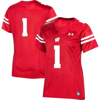 Реплика женской футбольной майки Under Armour #1 Red Wisconsin Badgers Team