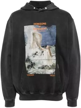 Represent худи с графичным принтом, серый