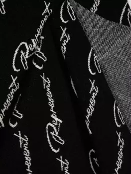 Represent шарф из шерсти с логотипом, интарсия, черный