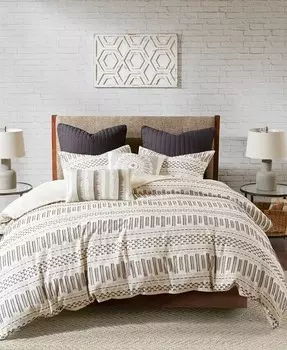 Рея Жаккардовая 3 шт. Комплект одеял, полный/размер Queen Ink+Ivy, белый