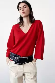 Решенный топ ZARA, светло-красный