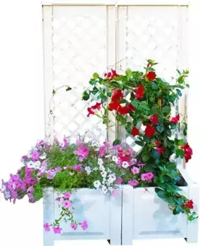 Решетка KHW, 2 части, с ящиком для растений, ШxГxВ: 43x43x140 см 43х140х43 см, белый