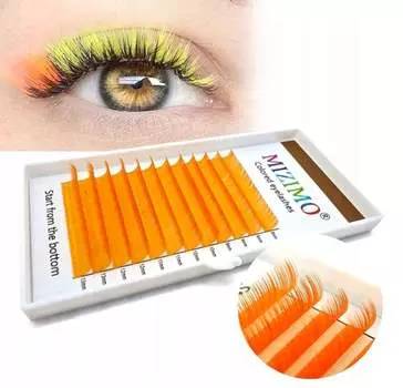 Ресницы цветные 8-13мм, D, 12 полосок, ОРАНЖЕВЫЕ, Inny producent