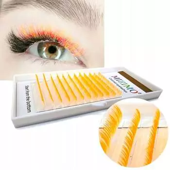 Ресницы цветные 8-13мм, завиток D, БЕЛО-ОРАНЖЕВЫЙ, Inny producent