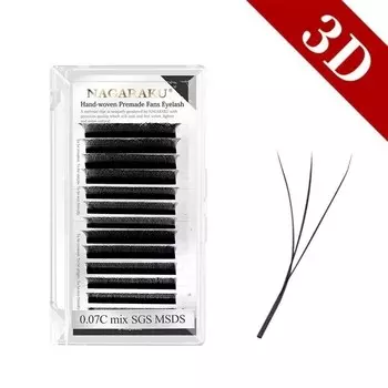 Ресницы Nagaraku 3D W-shape Mix C, 0,07, 8-15