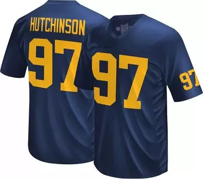 Retro Brand Молодежный Мичиган Росомахи Эйдан Хатчинсон # 97 Синяя Реплика Футбольная Майка