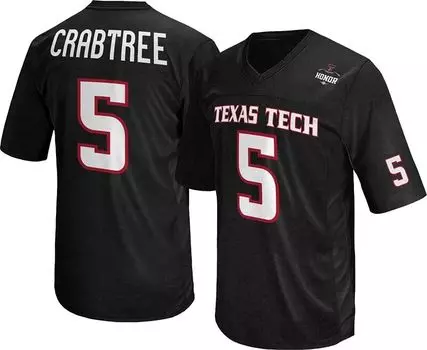 Retro Brand Мужская футболка Texas Tech Red Raiders Michael Crabtree #5, черная реплика, футбольная майка