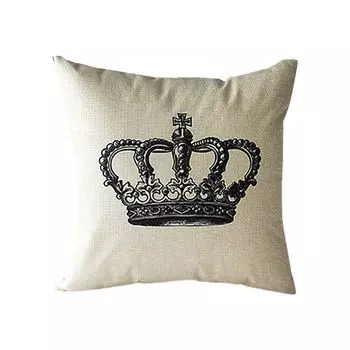 Ретро домашняя декоративная льняная наволочка из смеси хлопка с коронами-наволочка-корона Stuttg