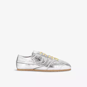 Ретро-кроссовки Dries Van Noten из металлизированной кожи, серебряный
