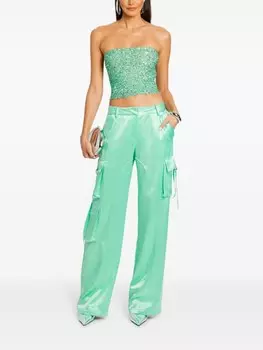 Retrofete атласные брюки-карго, зеленый