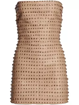 Retrofete платье мини Rhya со стразами, нейтральный цвет