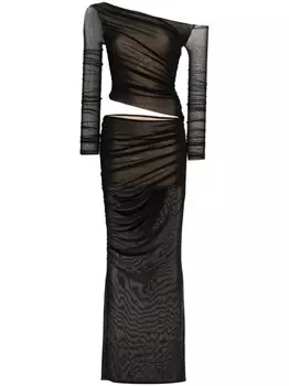 Retrofete полупрозрачное платье макси Aura, черный