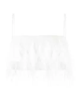 Retrofete укороченный топ August с перьями, белый