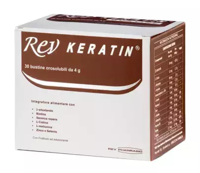 Rev Keratin Кератотрофическая добавка для волос и ногтей, 30 пакетиков