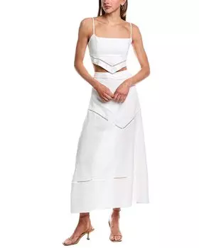 REVERIEE Комплект из 2 предметов: топ и юбка из льна, белый