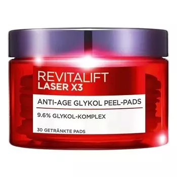 Revitalift Laser X3 Антивозрастные гликолевые пилинговые подушечки 30 мл, L'Oreal