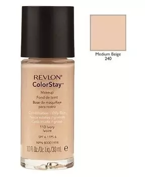 Revlon, ColorStay, тональный крем для комбинированной и жирной кожи, 240 Medium Beige, 30 мл