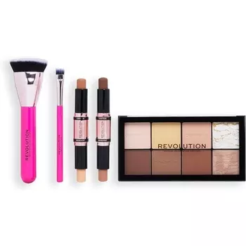 Revolution All About The Contour Подарочный набор Палитра кистей для контуринга, Makeup Revolution