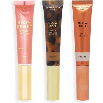 Revolution Pro Cream Face Wand Trio Cream Contour Blush Набор хайлайтеров для макияжа Light 1x12ml 2x15ml Medium Revolution Beauty