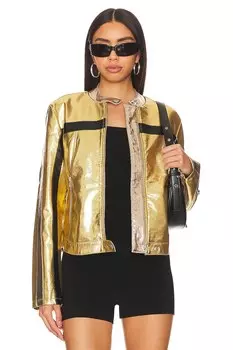 Revolve x we the free fast lane металлическая куртка из искусственной кожи Free People, золотой