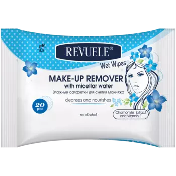 Revuele влажные салфетки с мицеллярной жидкостью для снятия макияжа, 20 шт./1 уп.
