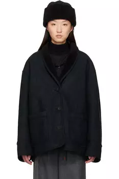 Реверсивная куртка с воротником-шалью из искусственной овчины Le17Septembre, черный