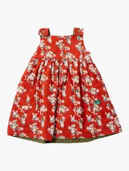Реверсивное платье из чистого органического хлопка baby rabbit Little Green Radicals, красный/разноцветный