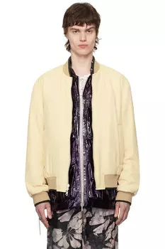 Реверсивный бомбер из габардина Dries Van Noten, цвет cream