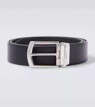 Реверсивный ремень из кожи и сафьяно Prada, черный