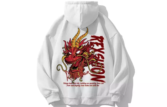 REXSHION Толстовка унисекс, Белая толстовка с капюшоном