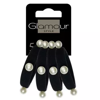 Резинки для волос Glamour Черные с жемчугом, 4 шт