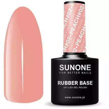 Резиновая основа, гибридный лак для ногтей, персиковый №02, 12 г Sunone