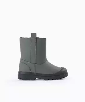 Резиновые резиновые сапоги для мальчика на меху и молнии Zippy, серый