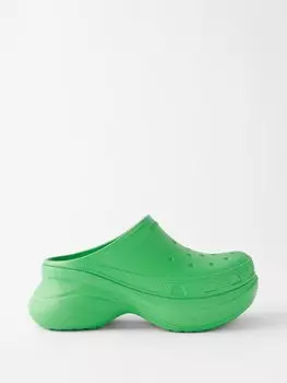 Резиновые сабо на платформе x crocs Balenciaga, зеленый