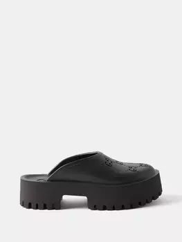 Резиновые сабо с перфорацией gg Gucci, черный