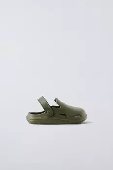 Резиновые сабо ZARA, хаки зеленый
